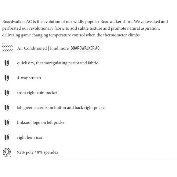 LinkSoul Boardwalker AC Short Breathable Golf Shorts Stretch 30 Perforated - Picture 3 of 12